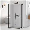 Inbagno Box Doccia 3 Lati 70x120x70 Cm Con Doppia Porta Scorrevole E Lato Fisso In Vetro Temperato Trasparente - Profili Neri Moderni Linea Tay