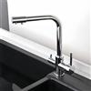 XJTNLB Miscelatore 3 Vie Cucina Cromato Rubinetto a Tre Vie per Lavello Cucina a Doppia Leva 3 in 1 Miscelatore Cucina per Acqua Potabile