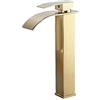 Generico Rubinetto Bagno Lavabo Miscelatore Lavabo Rubinetto per Lavabo Rubinetti Cascata Alta Calda E Fredda Ottone Lavato Oro Lavabo Rubinetti Bagno