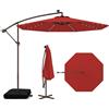 COSTWAY Ombrellone da Giardino 300 cm, 40 Luci LED Solari, Anti-UV, Inclinazione Regolabile, Manovella, 2 Sacchi di Sabbia, 8 Stecche per Esterno Piscina Patio (Rosso)