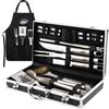 Kaluns Set per griglia, accessori professionali per barbecue, set da 21 pezzi, set per barbecue resistente, strumenti per barbecue in acciaio inossidabile