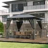 Devoko Gazebo da Giardino 3x3m, Gazebo Esterno Resistente Impermeabile per 4-6 Persone, Doppio Tetto UV50+, Telaio in Metallo Antiruggine, Gazebo 3x3 Robusto per Giardino Feste Eventi, Grigio
