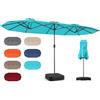 RELAX4LIFE Ombrellone Doppio da Giardino con Base, Ombrellone da Balcone con Apertura a Manovella, Tetti Ventilati, Parasole da Esterno per Patio, Cortile, Ristorante o Bar (Turchese, 393 x 198 cm)
