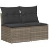 vidaXL Set Divani Giardino 4 pz con Cuscini Grigio Polyrattan Acacia, Set Divano da Patio, Set Divano in Rattan PE, Set arredo da Giardino