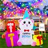InfleasJoiy Scatola regalo di compleanno a forma di orso, decorazione gonfiabile con luci LED integrate e luci rotanti colorate, decorazione gonfiabile per esterni, per prati, cortili, giardini e