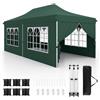 HOMASIS Gazebo da Giardino 3x6m, Gazebo Esterno Resistente Pop Up con 6 Pannelli Laterali e Finestre, 3 Altezze Regolabili, Tenda da Giardino per Matrimoni, Feste, Eventi Commerciali (Verde)