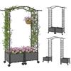 RELAX4LIFE Arco da Giardino con 2 Fioriere, Sistema Auto-Irrigazione, Ruote con Freni e Traliccio Rampicante, Struttura in Acciaio Rivestito per Orto, Fiori (Cupola (Grigio))