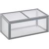 Outsunny Cassone freddo in legno e policarbonato, 90x46x40cm, grigio | Serra con coperchio, resistente alle intemperie, per aiuola da giardino