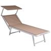 SUNNY STAR LETTINO CON PARASOLE IN TEXTILENE 186x61x38cm STRUTTURA IN ALLUMINIO TORTORA