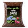 CLOROPHILLA Torba Acida di Sfagno - Terriccio Naturale per Piante Acidofile e da Vaso - Substrato per Giardinaggio - Consentita in Agricoltura Biologica (50 Litri)