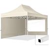 TOOLPORT Gazebo Pieghevole Giardino 3x4,5m - 2 Laterali (finestre panoramiche) Telo 700N Poliestere Idrorepellente Padiglione Mercati Sagre Crema