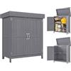 Outsunny Armadio da Giardino a 2 Ripiani e 2 Ante, Mobile da Esterno Salvaspazio in Legno di Abete con Tetto Apribile, 74x43x88 cm, Grigio