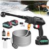 Litglobe Idropulitrice Portatile a Batteria,80 Bar Pistola Idropulitrice,360L/H High Pressure Cleaner con 2 x 3.0Ah Batterie,6 In 1 Rotante Ugello,Tubo da 5M,Lavatrice Senza Fili per Auto, Giardino, Terrazza