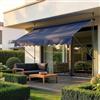 pro.tec Tenda da Sole a Muro con Pali di Supporto Telescopici Installazione Senza Fori Tettuccio Parasole a Manovella e Bracci Tela 200 x 120 cm (LxP) Blu Scuro