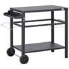 Beliani Carrello portavivande da Giardino con Ruote in Acciaio Nero