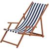 Erst-Holz Solida Sedia a Sdraio a Righe Bianco-Blu con braccioli in Faggio massello 10-317