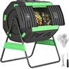 Outsunny Compostiera da Giardino Rotante 200L a Doppia Camera, Compostiera Girevole a 360°, Prese d'Aria Guanti, in PP Senza BPA, Compostaggio Rifiuti Organici di Cucina Giardinaggio Cortile Esterno