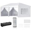 Outsunny Gazebo Pieghevole 6x3 m Pop Up con 4 Finestre e Pannelli Laterali, 2 Porte e Borsa da Trasporto, Gazebo da Esterno con 12 Fori di Draneggio in Metallo e Oxford, per Giardino, Feste, Bianco