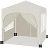 WOLTU Gazebo richiudibile 2x2m con Pannelli Laterali sacchi di sabbia Beige