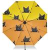 GAIREG Simpatico ombrello pieghevole con gatto nero, giallo e arancione, ombrello compatto con apertura automatica per pioggia e sole, ombrello da viaggio antivento con chiusura inversa