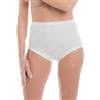 henri 6 Slip donna mutanda classica alta a costina nonnza anziana in 100% cotone pettinato Makò (3°SMALL(42/44), Bianco)