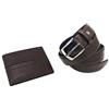 Armata di mare Set Uomo Cintura Ecopelle Altezza Mm 35 Tg 125 E Portafoglio Pelle In Box Moro