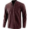 KCLEE Camicia da uomo medievale rinascimentale con colletto alla coreana Top a maniche lunghe Camicia da costume Camicetta medievale Camicia Camicie Camicia pullover con colletto alla coreana medievale