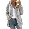 Xmiral Donna Giacca Cappotto Moda Manica Lunga con Cappuccio Bottone con Tasca (Grey-c, M)
