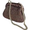 LoviStore Borsa a Tracolla Vale Lavorata a Mano con Uncinetto e Filato, Donna, HandMade, Marrone, con Catena, Idea Regalo Lavorazione Artigianale Crochet Clutch Materiale Alta Qualità