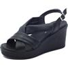 IGI&Co 5673600 Nappa Nero Sandali per Donna in Pelle con fibietta e Zeppa Alta (Taglia 39)