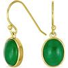 Bling Jewelry Classici E Eleganti Orecchini A Goccia Con Pietre Preziose Cabochon Ovali In Giada Verde Con Incastonatura In Oro 14 Carati Placcato Argento Sterling .925 E Gancio A Filo