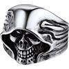 Bandmax Anello Uomo con Teschio, 4 Stili Anello Argento/Nero Uomo Acciaio Inossidabile, 14-32 Misura Anelli Teschi da Uomo, Idee Regalo per Ragazzo Punk Rapper Rock