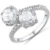 Anellissimo Anello contrarié due pietre donna argento 925 con zirconi - 20