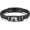 MunkiMix Bracciale in Pelle Uomo con Foto e 2-6 Nomi Personalizzati, Intagliate Perline e Foto, Fibbia con Estensione Regolabile, Regalo per Marito Fidanzato