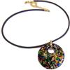 VENEZIA CLASSICA - Collana da Donna con Pendente in Vetro di Murano Originale con foglia in oro 24kt, laccio in gomma girocollo, Made In Italy certificato