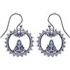 Tibetan Silver Orecchini Pendenti di Moda in Autentico Argento Sterling 925 con Pietra Preziosa di Topazio Blu Filigrana Fatta a Mano Balinese - Gioielli Etnici Tribali Unici per Donne
