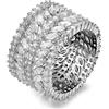 Stfery Anello in argento foglia, anelli con zirconia cubica fascia larga gioielli eleganti per le donne, R 1/2, Zirconia cubica