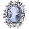 Theaque Cammeo vintage elegante vittoriano Lady Beauty con spilla di cristallo