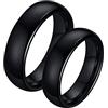 Whoiy Anelli Fidanzamento Coppia Tungsteno, FEDI Nuziali Donna Nero Anello Lucido 6mm Anelli di Coppia di Fidanzamento
