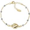 Amen Bracciale da donna collezione Sacro in argento 925. Lunghezza pari a: 16 + 3 cm, con finitura in oro e con cristalli grigi cangianti. La referenza è: BRSCGGG