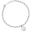 Sakrami Bracciale Donna Argento 925 Rodiato con Ciondolo Incidibile + Perle Bianche e Sfere Lucide + Scatola Personalizzata con Dedica - Idea Regalo per Anniversario, Comunione o San Valentino