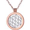 Morella Collana Donna 70 cm Acciaio Inossidabile Oro Rosa con Coins Moneta amuleto Ciondolo Rotondo 33 mm placca Rotonda di ziriconi Argento in Sacchetto di Velluto