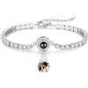 Amsgedhie Bracciale Personalizzato con Proiezione Foto per Donna Bracciale Infinita con Incisione per Mamma, Nonna, Fidanzata Regalo per San Valentino Festa della Mamma (A-Argento)