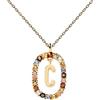 P D PAOLA PDPaola Halskette mit dem Buchstaben C aus 18 Karat goldplattiertem Sterling Silber mit Edelsteinen und Kristallen, CO01-262-U
