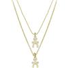 inSCINTILLE Collana Multifili con Ciondoli Bimbo e Bimba con Pavè di Strass (Bimbo-Oro Giallo)