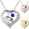 BEXOA Collana con Nome Personalizzabile - Ciondolo a Forma di Cuore in Argento Personalizzata con Incisione del Nome e Pietra Portafortuna per San Valentino Festa della Mamma Regalo Donne (2 Nome)