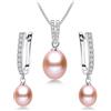 Hemasa Set di gioielli da donna in argento Sterling con perle d'acqua dolce di riso da 8-9 mm e collana, Adjustable, Acciaio inossidabile, Agata