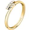 TRUSSARDI Anello Donna in Acciaio, Cristalli, Collezione T-LOGO