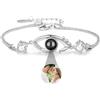 AAQ Bracciale con foto personalizzata - bracciale con proiezione e immagine incorporata, personalizzato unisex, regalo donna/mamma/moglie personalizzato (Occhio malocchio)