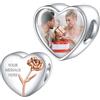 NINGAN Personalized Photo Charms Birth Flower Gennaio Snwdrop Beads Argento Sterling Personalizzare Immagine Amore Cuore per le Donne Bracciali e Collane Regali per Ragazze
